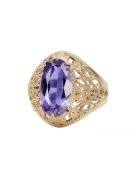 خاتم أسلوب فينتاج الكساندريت 14 كارت من الذهب الأصفر vrc074y